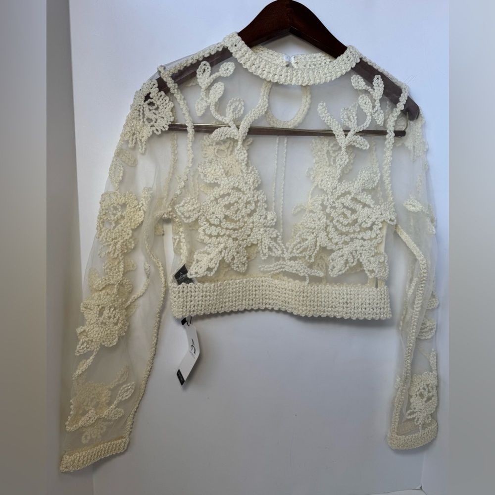 Anewsta Floral Top Crochet Mesh ivory size XS - Picture 2 of 10